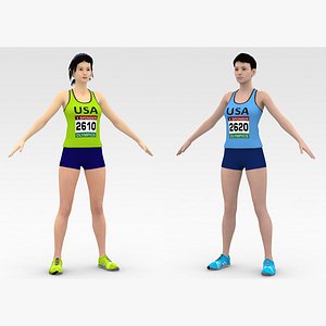 2 Female Track Athlete Collection 3D model
