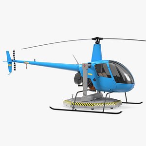 Small Helicopter Training Machine Blue Rigged