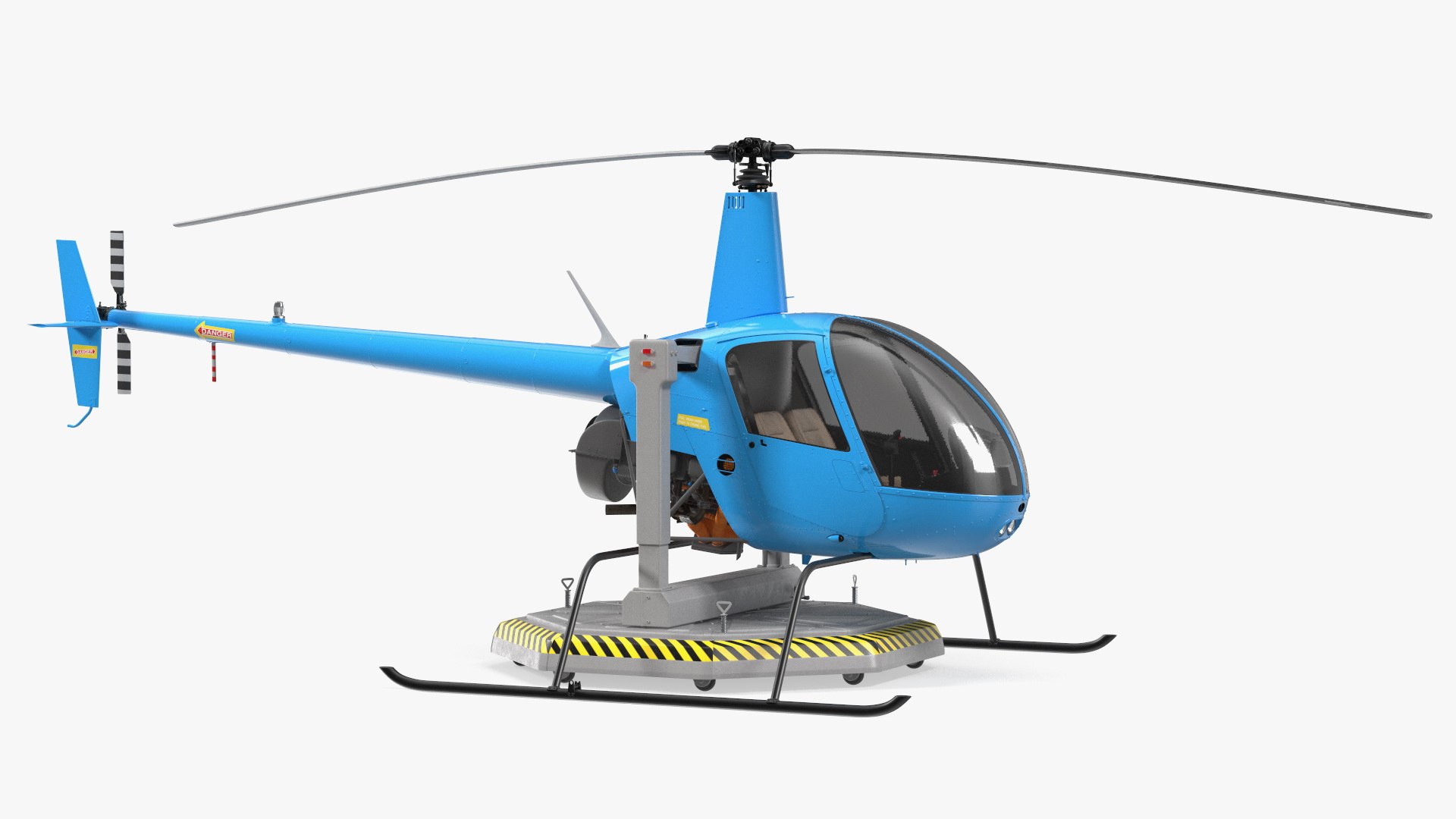 Small Helicopter Training Machine Blue Rigged 3D model preview