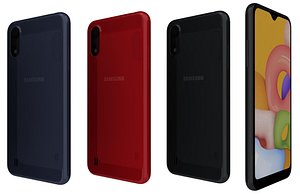 Samsung Galaxy A01 All Colors Low Poly 3D