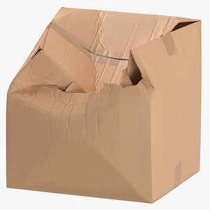 Cardboard Box 02 Damaged 3D model
