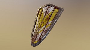 3D model dirty yellow shield