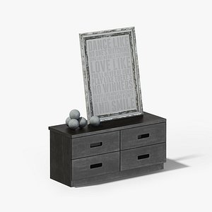 dark wood cabinet picture 3D model