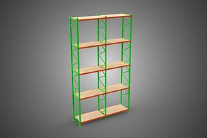 3D VERTICAL TOWER WOOD STEEL WAREHOUSE METAL SHELVING STORAGE RACK model