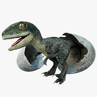 Raptor Baby Rigged 3D