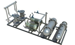 oil heating pumping skid 3D model