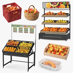 Fruit Market Stands with Containers Collection