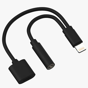 Lightning Jack Audio Aux Adapter Splitter Black-Black