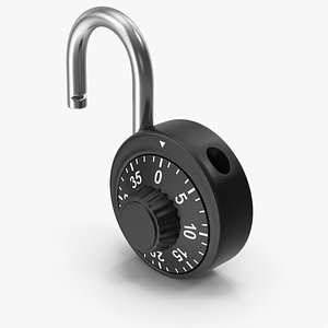 3D Combination Padlock Opened