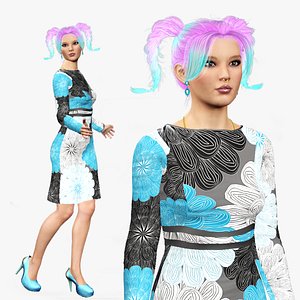 Realistic Rigged Style Woman-Bonnie Character 3D Model
