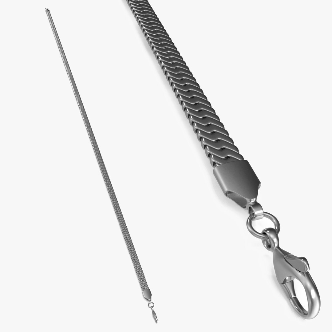 Herringbone Chain Silver 3D model preview