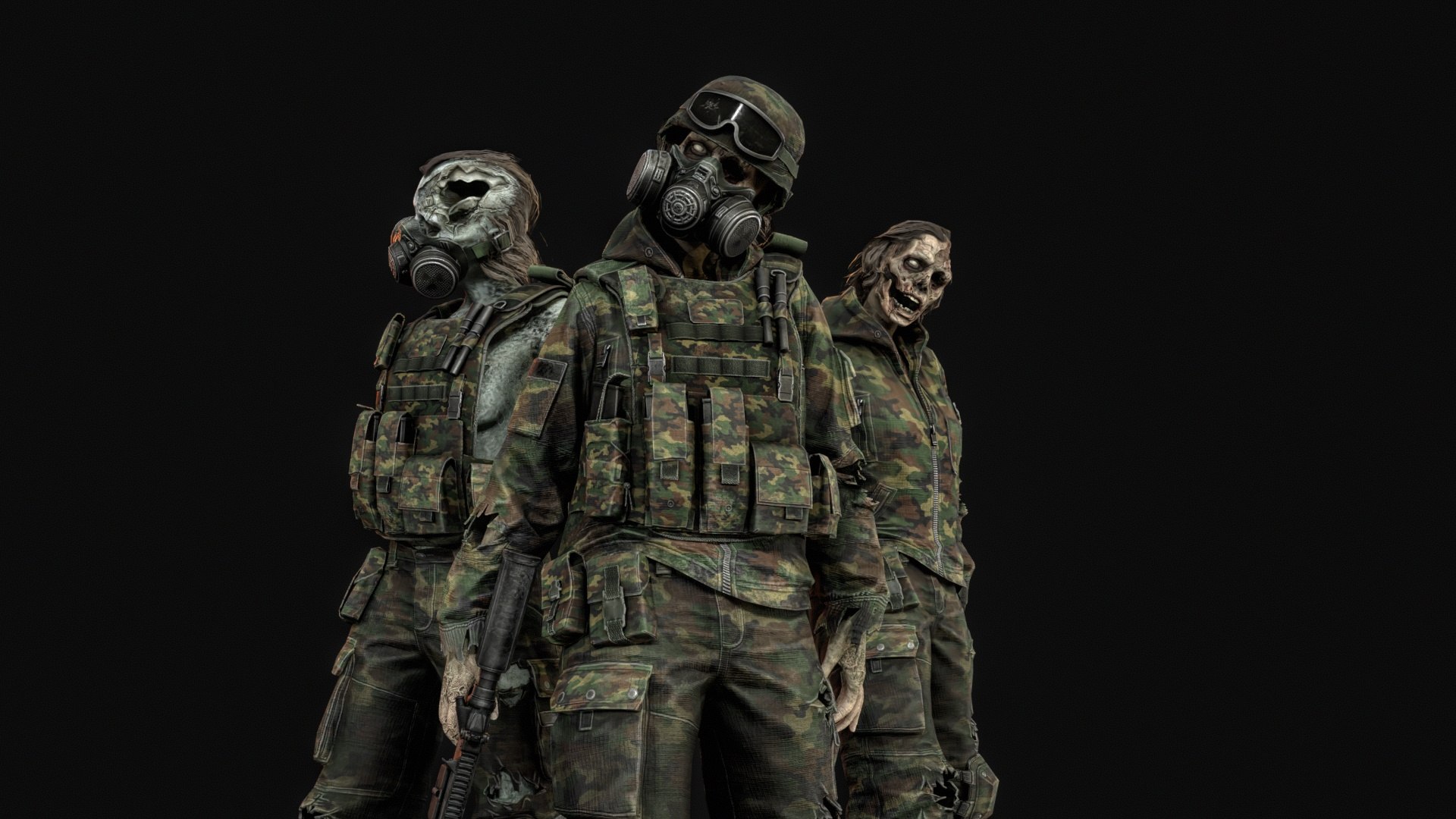 3D Model Zombie Soldier Girl - TurboSquid 2640997