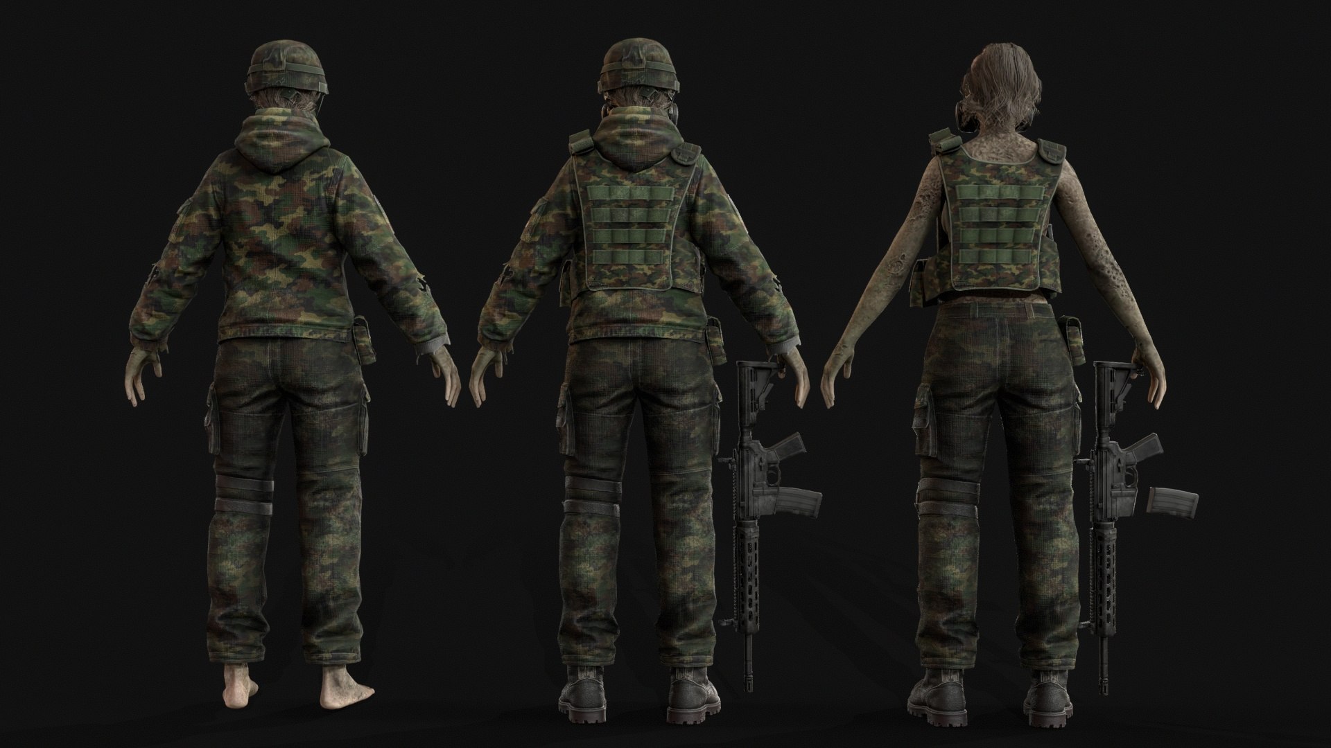 3D Model Zombie Soldier Girl - TurboSquid 2640997