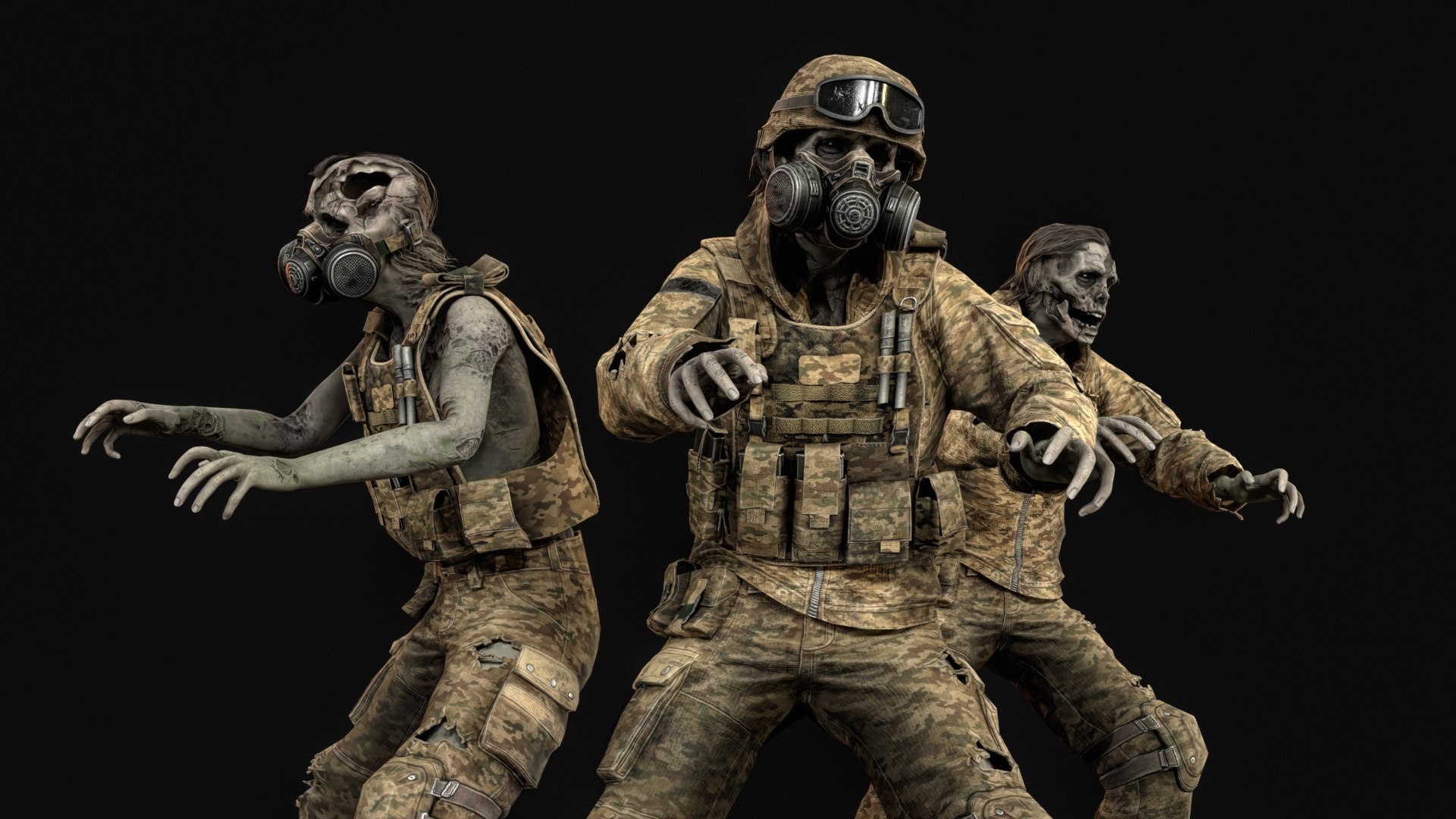 3D Model Zombie Soldier Girl - TurboSquid 2640997