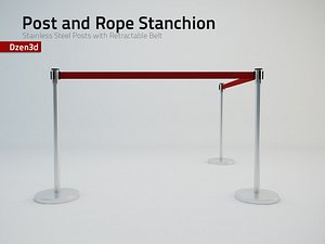 3d model stanchion post retractable belt