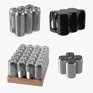 3D Packs with Aluminium Cans Collection model
