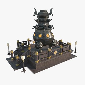 3D Ancient Asian alchemy furnaces
