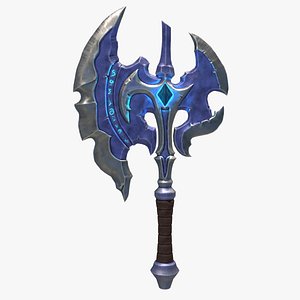 Stylized Axe With Crystal for game ready PBR melee weapon Low-poly