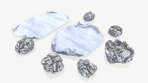 3D realistic crumpled papers model