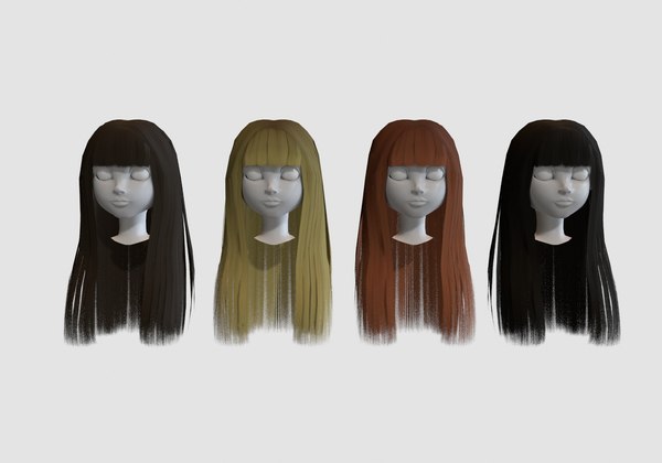 hairstyle in 4 colors 3D model