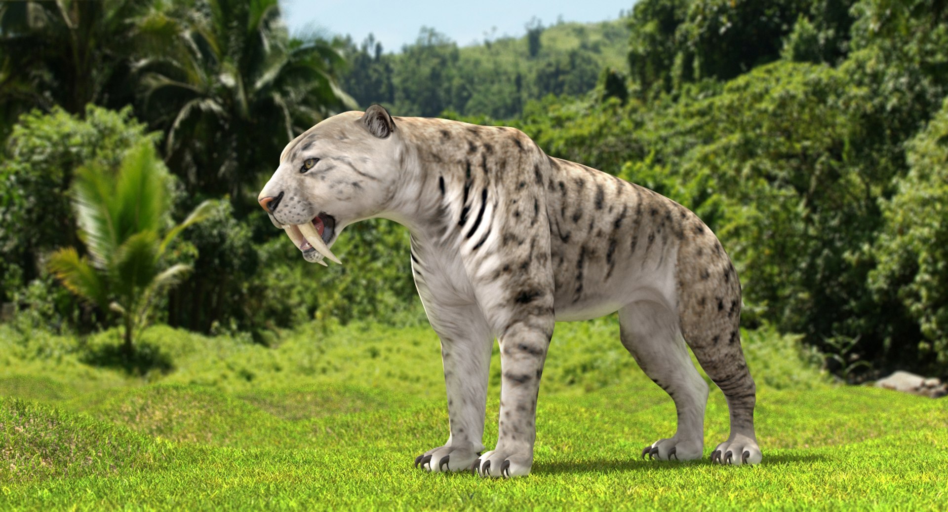 Arctic Saber Tooth Cat Rigged for Maya 3D model preview