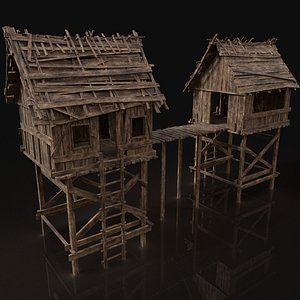 wooden medieval watchtower 3D