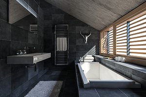 3D model scene modern bathroom interior