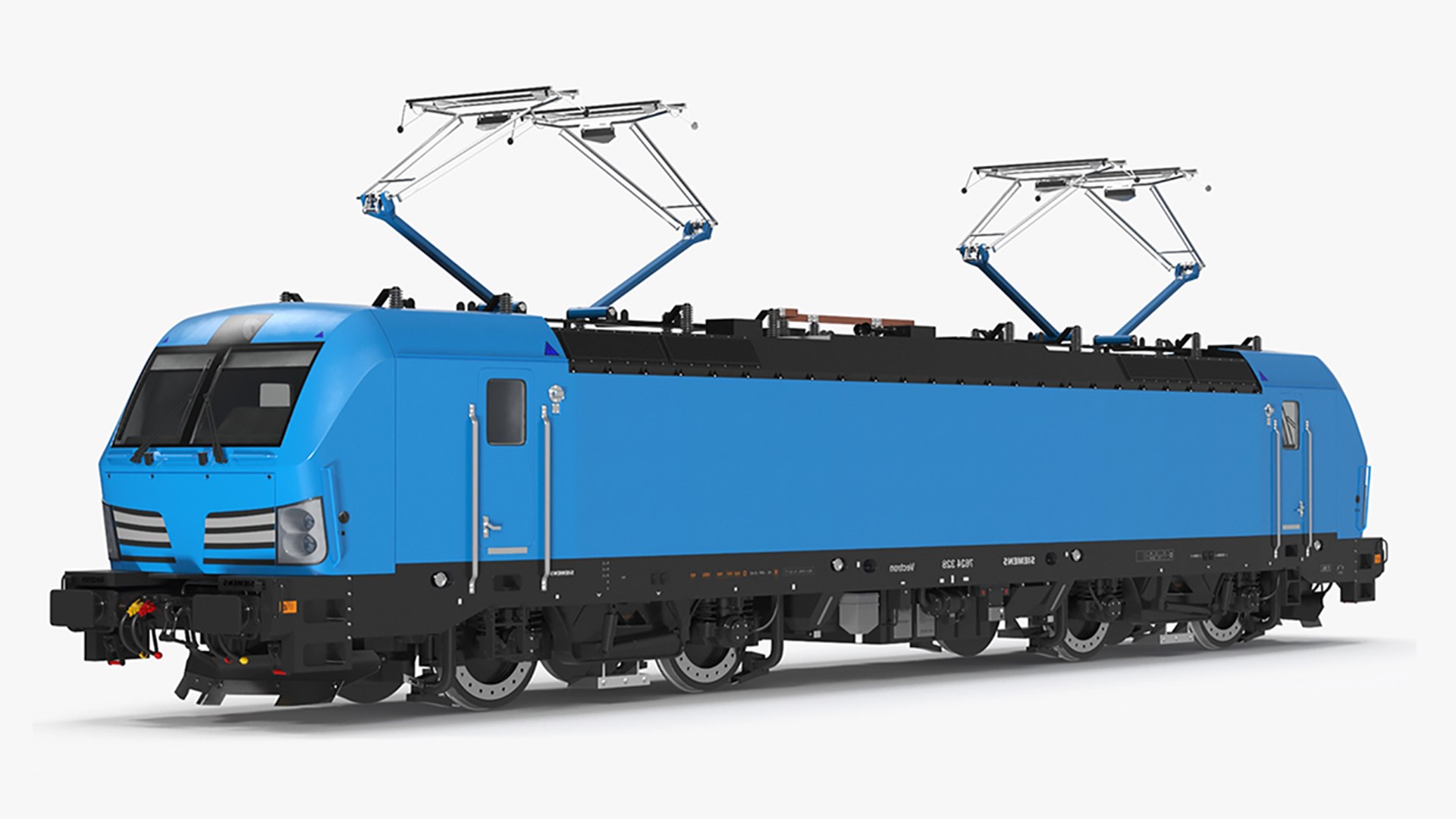 Blue Modern Locomotive Rigged for Maya 3D model preview