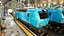 Locomotive moderne bleue gréée pour Maya