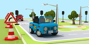 child traffic set toy 3D model