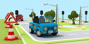 LowPoly Toy Car Traffic Set Cartoon Game