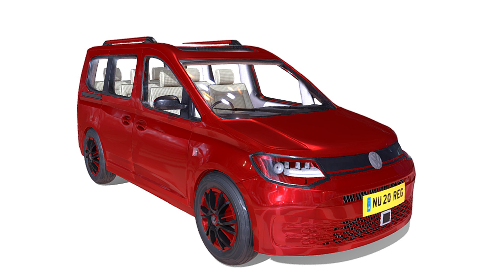 3D Model Red Van Volkswagen Caddy 2021 - TurboSquid 2149365