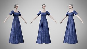Dress 27 Midnight Blue Velvet With Design