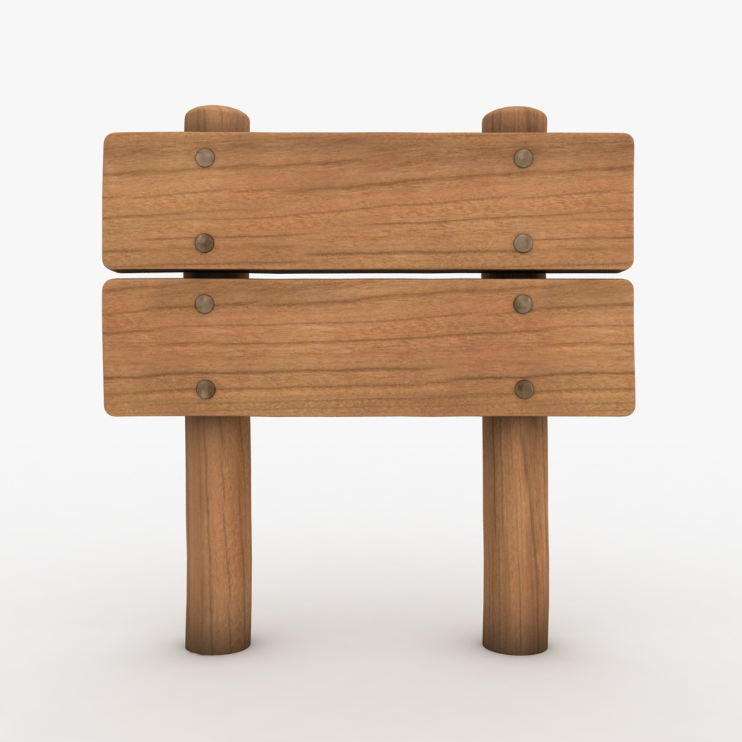 3d realistic wooden signboard 02 model