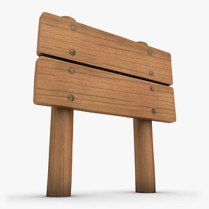 3d realistic wooden signboard 02 model