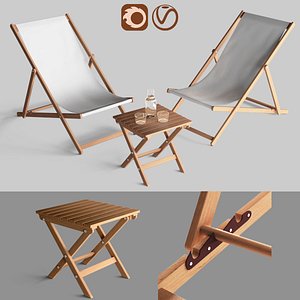 3D garden furniture chaise longue model
