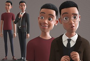 Cartoon Afro Father - Rigged - Teacher - Waiter - Mafia