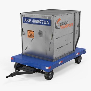 3d airport baggage trailer container model