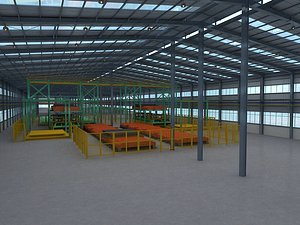warehouse interior factory scene 3D model