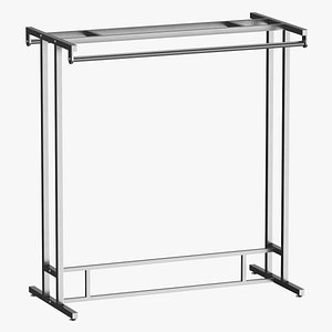 3D Clothing Double Rod Hangrail Metal Black and White model