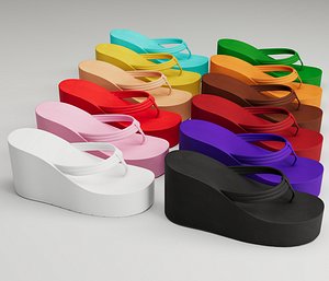 3D model Collection of thong high plaform sandals