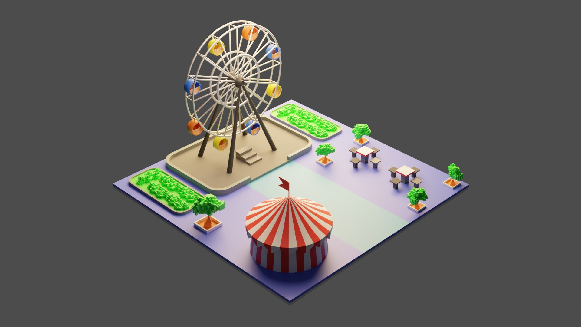Isometric Ferris Wheel Environment 3D Model 3D - TurboSquid 2054620