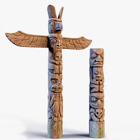 Native Northwest Totem Poles 3D model