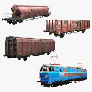 Used Electric Locomotive and Railcars 3D