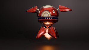 Stylized Robot Crab Mech - Red Metallic Sci-Fi Character