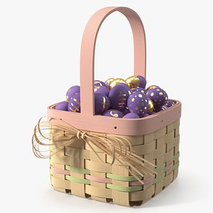 Woven Basket with Painted Eggs model