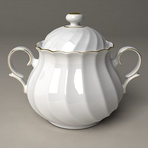 3d sugar pot porcelain