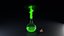 Glass Alchemy Potion Flask with Green Liquid Bubbles and Cork Stopper