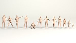cartoon low poly people
