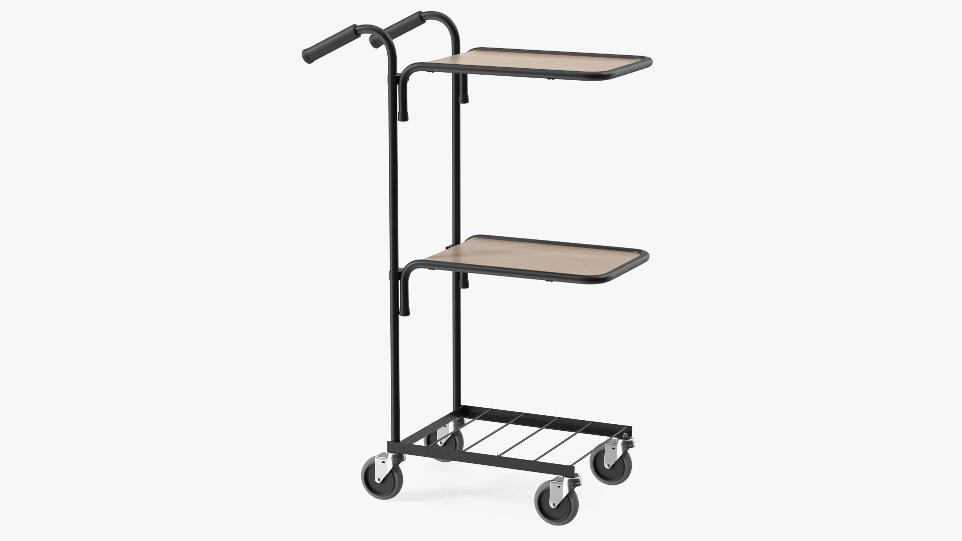 Mini Trolley With Two Shelves Black 3D model preview
